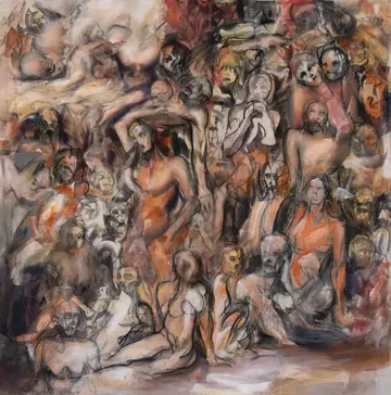 A gathering of kakroch by Virendra Maurya - Acrylic on canvas