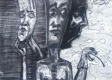 Offspring by Navanshu Kumar - Charcoal and acrylic on paper