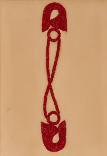 Safety pin II, 14 by Anshu Singh - Beaded embroidery on paper