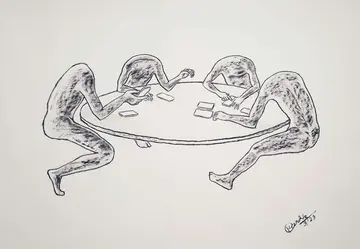 Algorithmic pleasure by Kartik Tripathi - Charcoal on paper