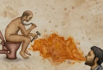 Smokes at the forehead of all dream, 1 by Suvendu Bhandari - Tea stain, watercolor, smoke