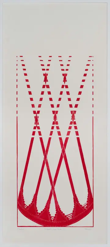 The drape I the pleat I the fanset 4 by Avni Bansal - Woodcut print on Kozo paper