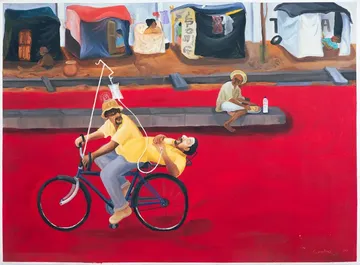 Summer riding by G. Mahesha - Oil on oil sketch paper