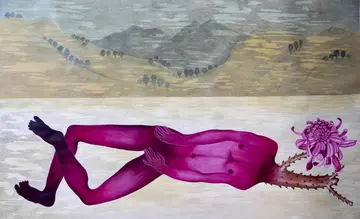 অচেনা জগতের ইঙ্গিত (Glimpses of an unknown world) by Anup Let - Acrylic, pen and ink on Arches paper