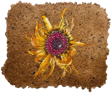 Parchavam-II, ਪਰਛਾਵਾਂ-II, 8 by Gurdeep Brar - Gouache on artist-made paper with dried flowers
