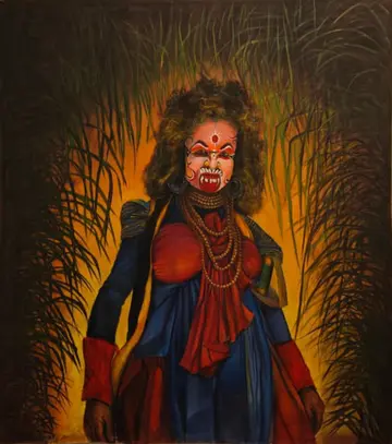 “We” the people of Mayaniagari by Rajaram Naik - Acrylic on fabric (Mandar Path)