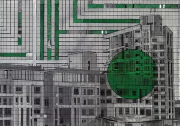 Territories of three: echoes in the landscape II, 3 by Kapil Jangid - Digital print, watercolor, photo ink and graphite on paper