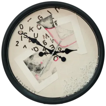 Untitled - 2 by Anup Let - Acrylic, watercolour, ink, with old clock on paper