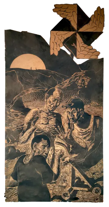 Unaltered by Spandan Mundhe - Woodcut panel