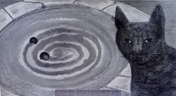 Schrodinger’s cat on a walk 23 by Ritesh Khowal - Ink, emulsion & acrylic on paper