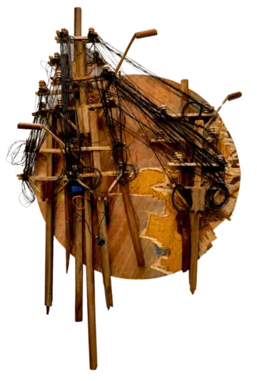 Street anatomy I by Nayanjyoti Barman - Plywood, wire, and digital meter