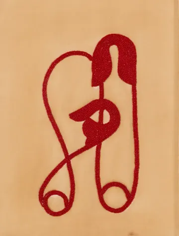 Safety pin II, 9 by Anshu Singh - Beaded embroidery on paper