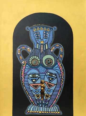 Still life 2 by Varnita Sethi - Acrylic and paper collage on canvas