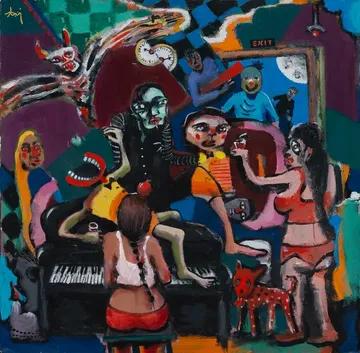 13 o'clock by Aditiya Singh - Acrylic on canvas