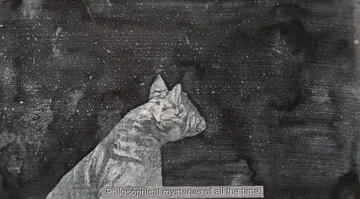 Schrodinger’s cat on a walk 33 by Ritesh Khowal - Ink, emulsion & acrylic on paper
