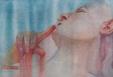 After 'the thinker' by Diya Mehta - Watercolor on paper