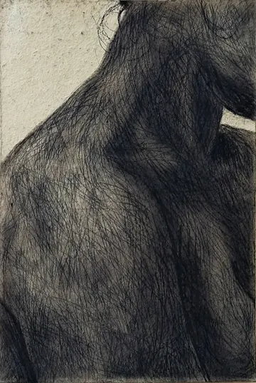 Inscribed everyday, 2 by Riyanka Das - Charcoal on handmade paper