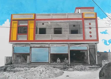 Territories of three: echoes in the landscape I, 5 by Kapil Jangid - Watercolor, photo ink, digital print and graphite on paper